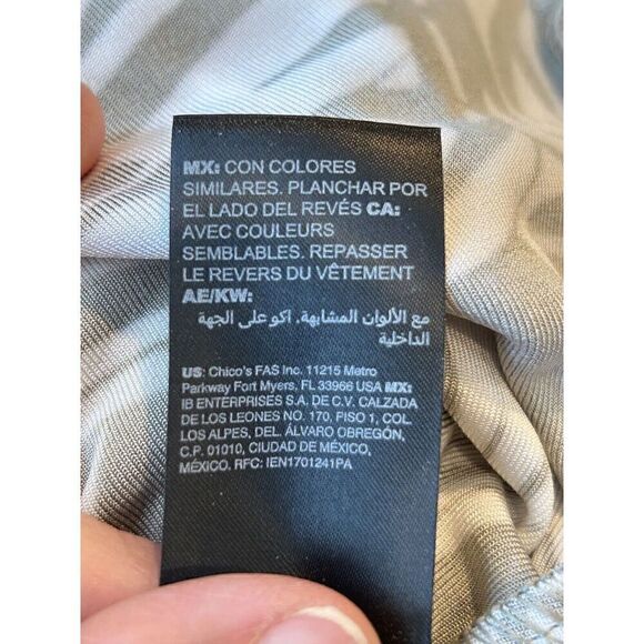 Chicos Travelers Asymmetrical Hem Dress Vetiver Combo Size 2 US 12/14 - Picture 7 of 7